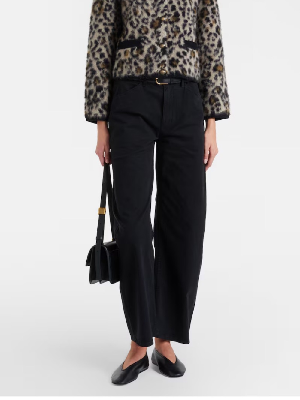 Nili Lotan Black barrel-Leg Tribeca Cotton Twill Pants